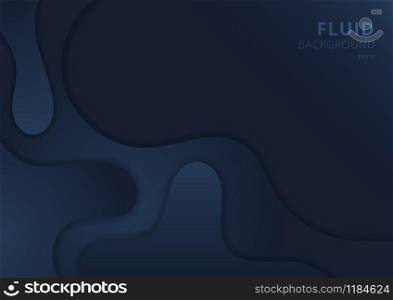 Abstract fluid wave shape dark blue background paper cut style with space for your text. Vector illustration