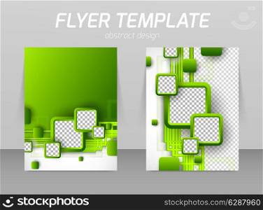 Abstract flyer template design with green squares