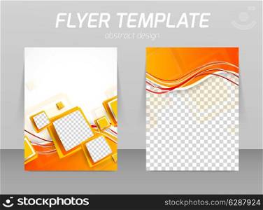 Abstract flyer template design with orange squares
