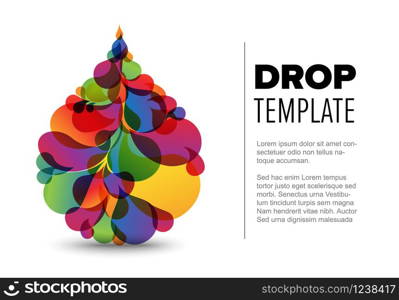 Abstract flyer template with colorful droplet made from small color drops