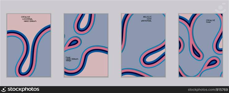Abstract flyer templates with paper cut wavy shapes with realistic shadow on flat colored background. Social media web banner or landing page. 3D topographic flayer template