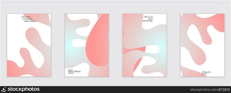 Abstract flyer templates with wavy shapes overlapping on white background. Social media web banner or landing page. Fluid colors and liquid shapes.