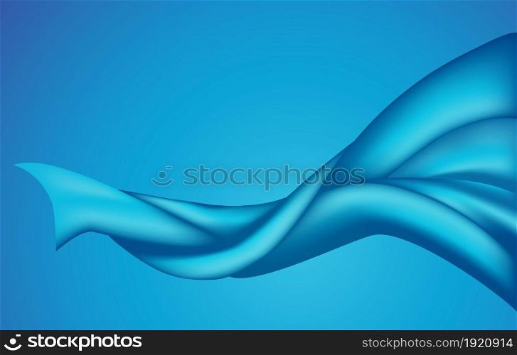 Abstract Flying Wave Blue Silk Satin Fabric Opening Ceremony Background