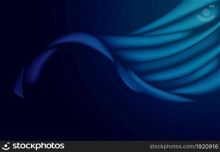 Abstract Flying Wave Dark Blue Silk Satin Fabric Opening Ceremony Background