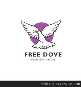Abstract flying white dove vector illustration, dove cartoon hand drawn vector illustration