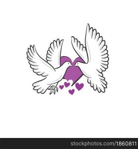 Abstract flying white dove with heart vector