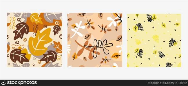 Abstract foliage patterns made in various colors, camouflage. Rich color style: autumn, summer. Stylish design, modern vector graphics for background, wallpaper, print.. Abstract foliage patterns made in various colors, camouflage.