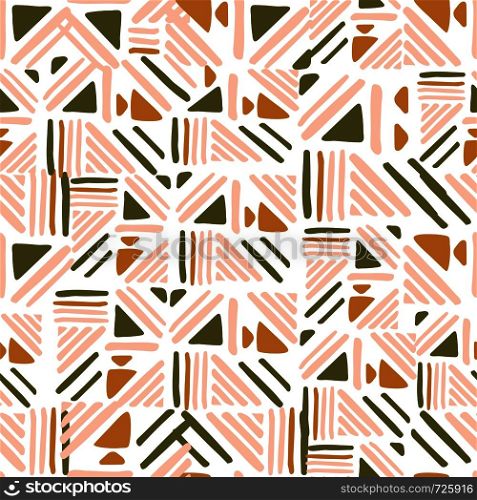 Abstract Folk seamless pattern on white background. Weave lines ornament. Backdrop for textile or book covers, wallpapers, design, graphic art, wrapping. Vector illustration. Seamless hand draw Folk pattern. weave lines ornament.