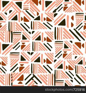 Abstract Folk seamless pattern on white background. Weave lines ornament. Backdrop for textile or book covers, wallpapers, design, graphic art, wrapping. Vector illustration. Seamless hand draw Folk pattern. weave lines ornament.