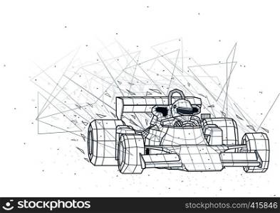Abstract Formula One Low Poly Wireframe
