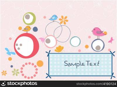 abstract frame with birds vector illustration