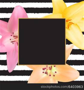 Abstract Frame with Lily Flower. Natural Background. Vector Illustration EPS10. Abstract Frame with Lily Flower. Natural Background. Vector Illu