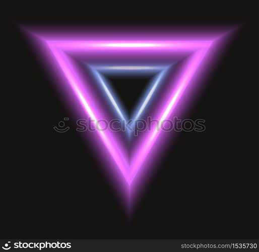 Abstract frame with neon triangle on black background. Vector illustration for your graphic design.. Abstract frame with neon triangle on black background.