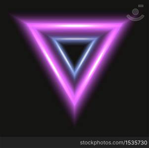 Abstract frame with neon triangle on black background. Vector illustration for your graphic design.. Abstract frame with neon triangle on black background.