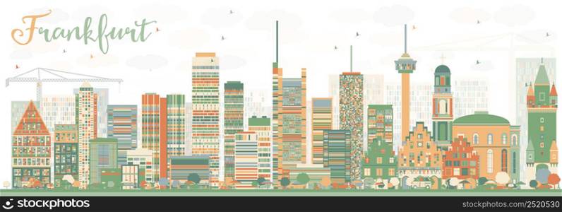 Abstract Frankfurt Skyline with Color Buildings. Vector Illustration. Business Travel and Tourism Concept with Modern Buildings. Image for Presentation Banner Placard and Web Site.