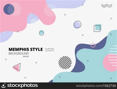 Abstract freeform shape geometric pastel color on white background memphis style. Vector illustration