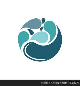 Abstract Fresh Mineral Water Wave in Circle Logo