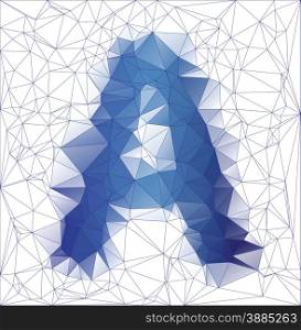 Abstract Frozen letter A low poly design gradient EPS10 vector illustration.