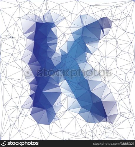 Abstract Frozen letter K low poly design vector illustration
