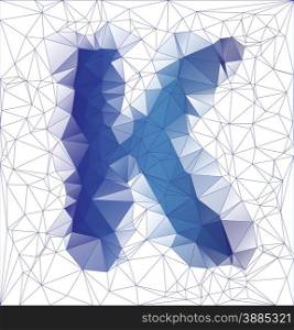 Abstract Frozen letter K low poly design vector illustration