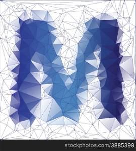 Abstract Frozen letter M low poly design gradient EPS10 vector illustration.