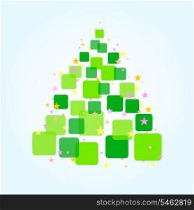 Abstract fur-tree. Christmas fur-tree from green squares. A vector illustration