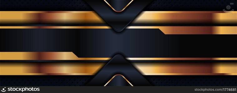 Abstract Futuristic Black Background Combined with Golden Element. Graphic Design Element.