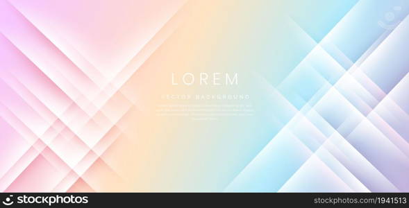 Abstract futuristic geometric shape overlapping on colorful pastel background. You can use for ad, banner, poster, template, business presentation. Vector illustration