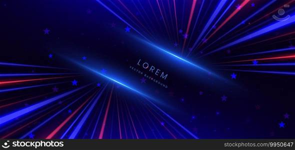 Abstract futuristic glowing blue and red light ray with lighting effect on dark blue background. Vector illustration