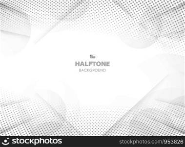 Abstract futuristic gradient grey color with halftone decoration and circle tech background. Presenting on white, you can use for ad, poster, artwork, presentation. vector eps10