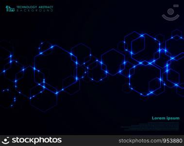 Abstract futuristic hexagon shape pattern connection in gradient blue technology background. Design for data connecting for ad, poster, web, print, brochure, cover. vector eps10