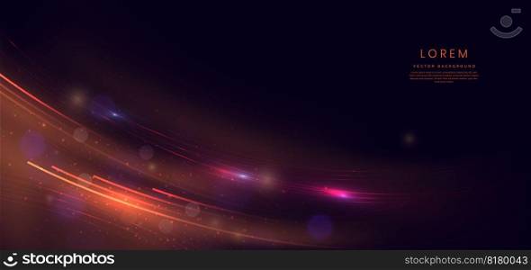 Abstract futuristic light curved on dark background. You can use for ad, poster, template, business presentation. Vector illustration