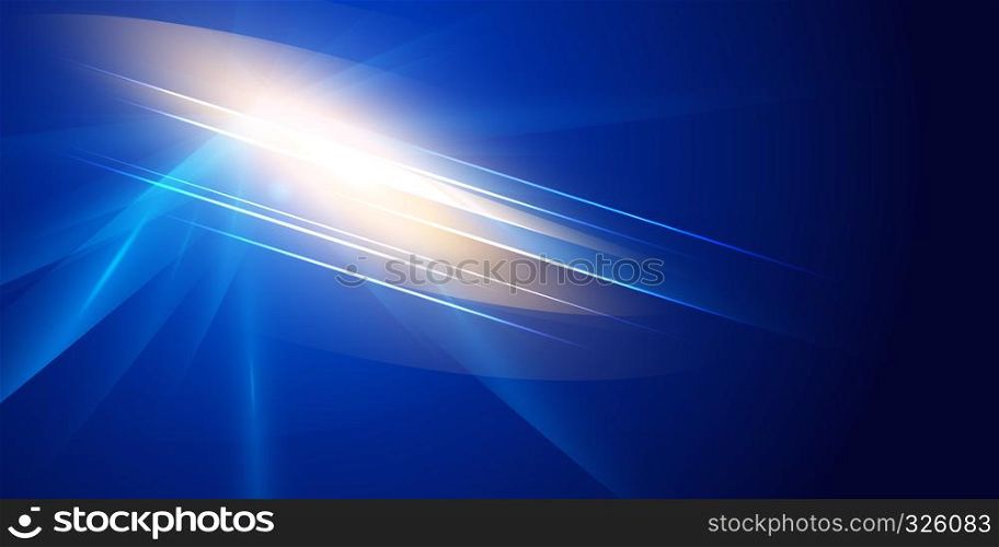 Abstract futuristic lighting effect on dark blue background. Colorful lens flare, star, explosion and electric power design. Vector illustration