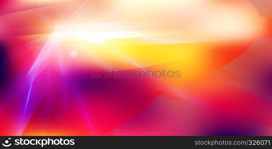 Abstract futuristic lighting effect on red color tone background. Colorful lens flare, star, explosion and electric power design. Vector illustration
