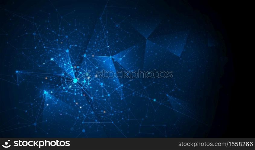 Abstract futuristic - Molecules technology background. Illustration Vector Geometric, Polygonal, Triangle pattern in molecule structure shape. Digital Futuristic, communication, Technology concept