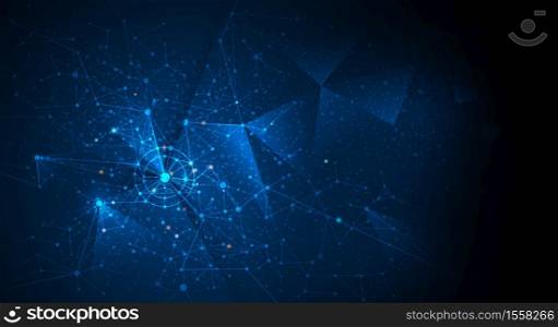 Abstract futuristic - Molecules technology background. Illustration Vector Geometric, Polygonal, Triangle pattern in molecule structure shape. Digital Futuristic, communication, Technology concept