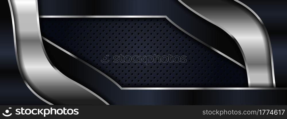 Abstract Futuristic Navy Background Combined with Silver Element. Graphic Design Element.