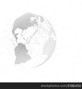 Abstract futuristic network shapes. High tech background, connecting lines and dots, polygonal texture. Black world globe on white. Global network connections, geometric design, dig data concept.. Abstract futuristic network shapes. High tech background, connecting lines and dots, polygonal linear texture. Black world globe on white. Global network connections, geometric design, dig data concept