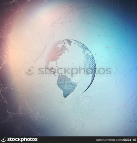Abstract futuristic network shapes. High tech HUD background, connecting lines and dots, polygonal linear texture. World globe on blue. Global network connections, geometric design, dig data concept.. Abstract futuristic network shapes. High tech HUD background, connecting lines and dots, polygonal linear texture. World globe on blue. Global network connections, geometric design, dig data concept