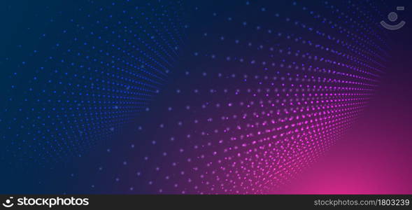 Abstract futuristic particle lines mesh on blue and pink background with light effect. Technology concept. Vector illustration