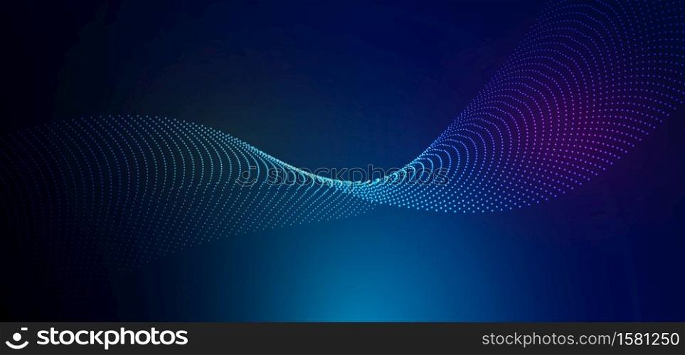 Abstract futuristic particle lines mesh on blue background with light effect. Technology concept. Vector illustration