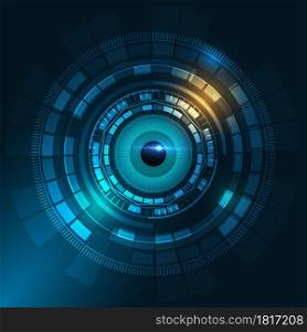 Abstract Futuristic Technology eye on drak blue Background. Hi-tech communication concept. Vector illustration