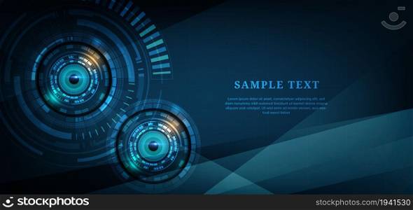 Abstract Futuristic Technology eye on drak blue Background with copy space for text. Hi-tech communication concept. Vector illustration