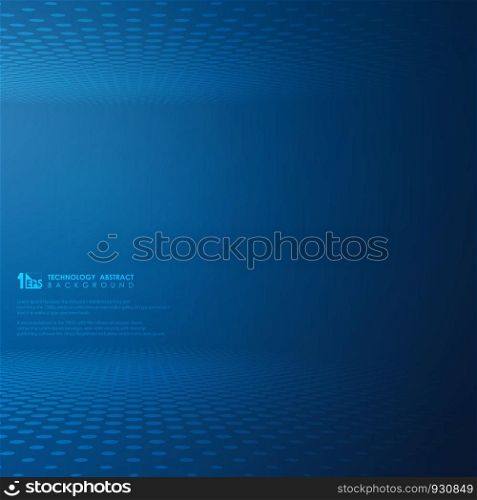Abstract futuristic technology gradient blue dot circle pattern background. Decorating for modern tech presentation. You can also use for poster, ad, banner, cover design, art work. vector eps10
