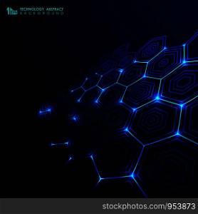 Abstract futuristic technology gradient blue hexagon pattern background. You can use for ad, poster, artwork, report, cover. vector eps10