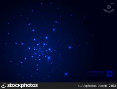 Abstract futuristic technology particles in cosmos blue background. Dots glitter spread. Vector illustration