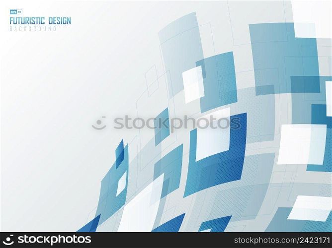 Abstract futuristic template design of square pattern artwork decorative. Overlapping with halftone style background. Illustration vector