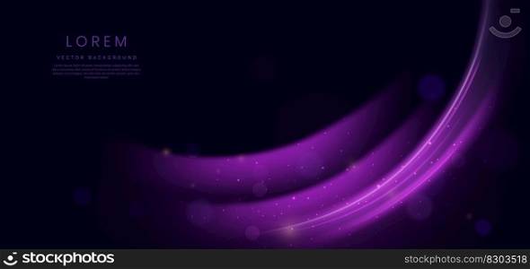 Abstract futuritic neon light curved purple on dark purple background. You can use for ad, poster, template, business presentation. Vector illustration
