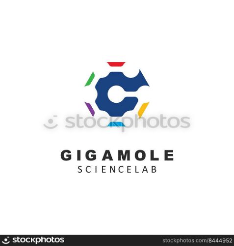 abstract G letter molecule icon vector concept design template web