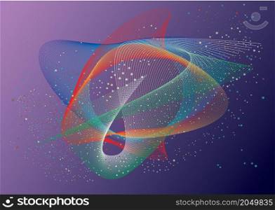 Abstract galaxy lines on violet background. Vector illustration
